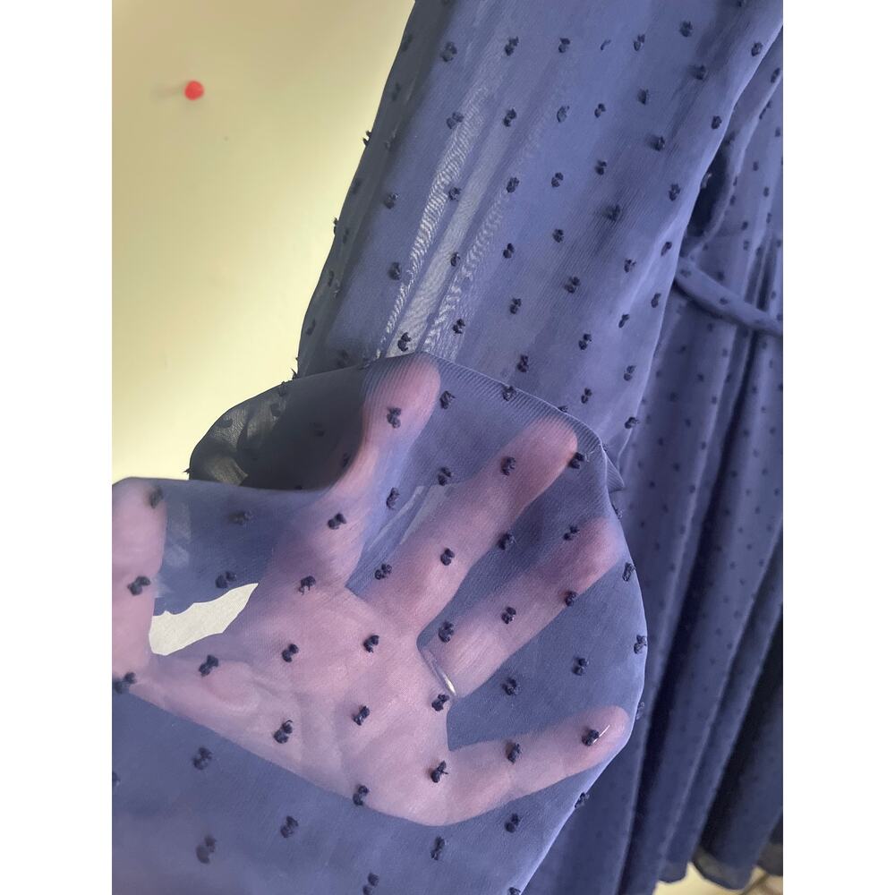 Gal Meets Glam navy dress textured Swiss dot long blouson sleeves, size 12 - Picture 12 of 12